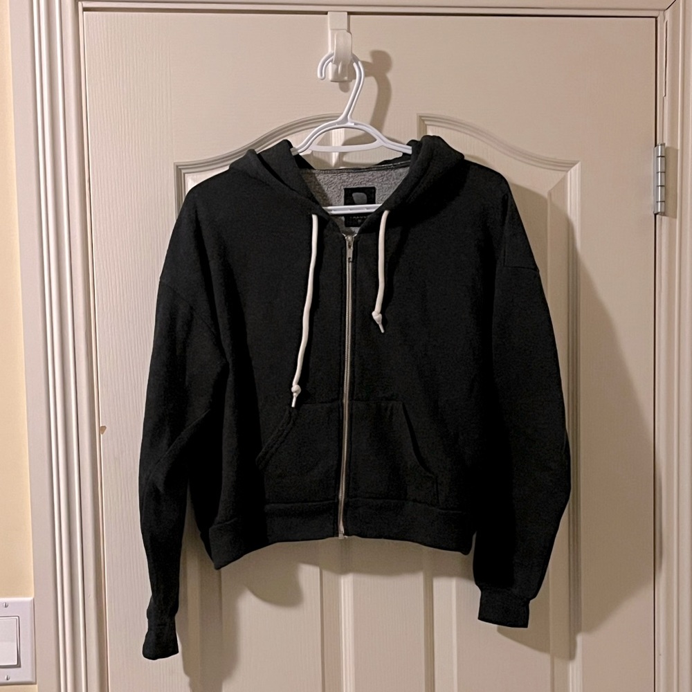 Aritzia Talula Zippered Hoodie Charcoal